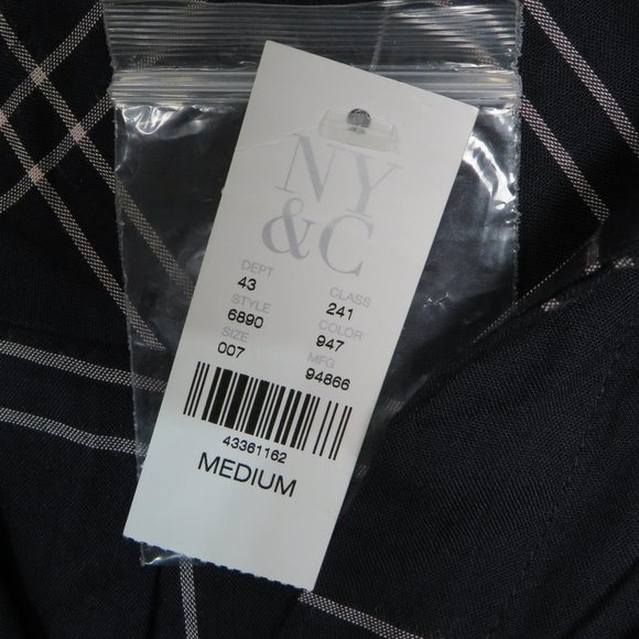 SOHO* Women's Button Down Long Sleeve Front Knot Size Medium Black w/White Lines - Picture 8 of 15